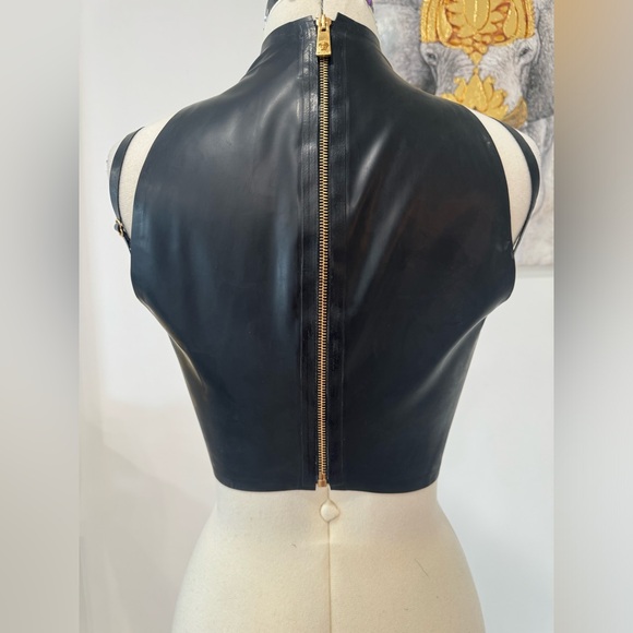 Versace Medusa Latex Crop Top, Black - Picture 6 of 14